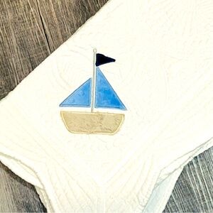 Baby Gift! Crib Quilt For Nursery - Nautical Sailboat- 36”x45”